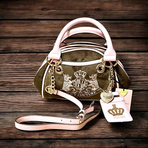 Juicy Couture Handbags - New Juicy Couture brown and pink velour Scottie dogs handbag